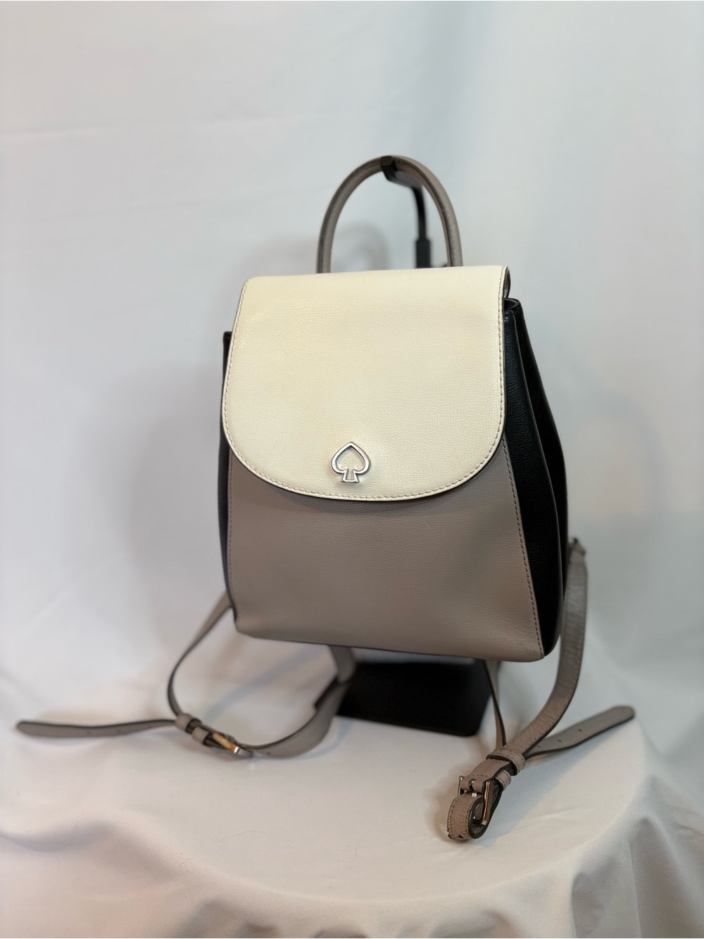 kate spade Tri-Tone Leather Mini Backpack — Cream, Taupe & Black